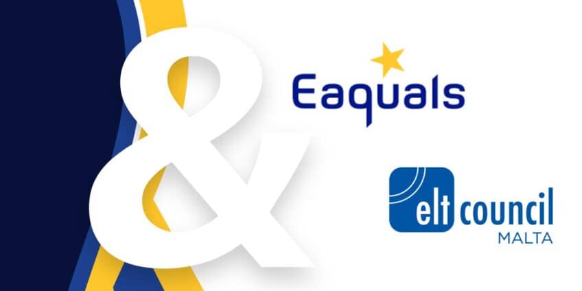 Eaquals logo and ELT Council Malta Logo in a banner